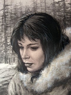 Woman in Fur Collar – Winter Portrait Illustration by Charles Burki, 1955