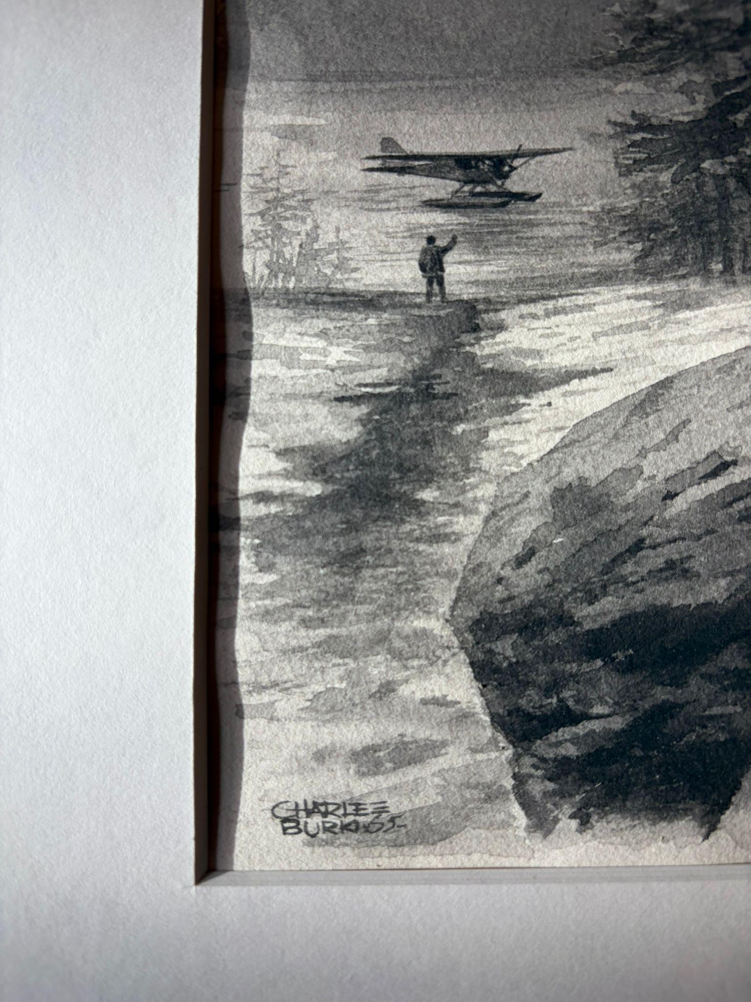 Olandese Donna con colletto di pelliccia - Illustrazione di ritratto invernale di Charles Burki, 1955 in vendita