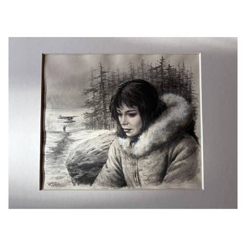 Woman in Fur Collar – Winter Portrait Illustration by Charles Burki, 1955