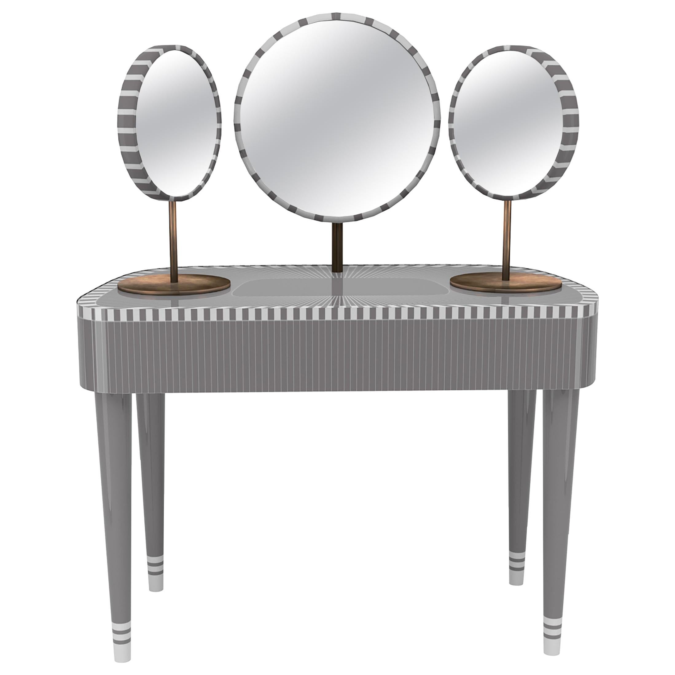 Woman in Paris Gray and White Vanity Table by Matteo Cibic