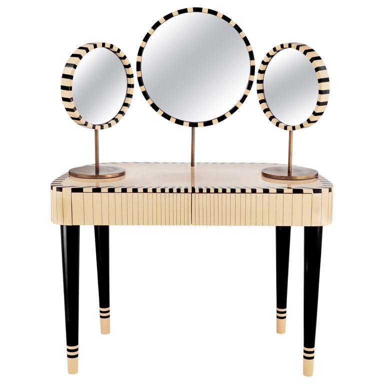 Woman in Paris Black and White Vanity Table by Matteo Cibic For Sale