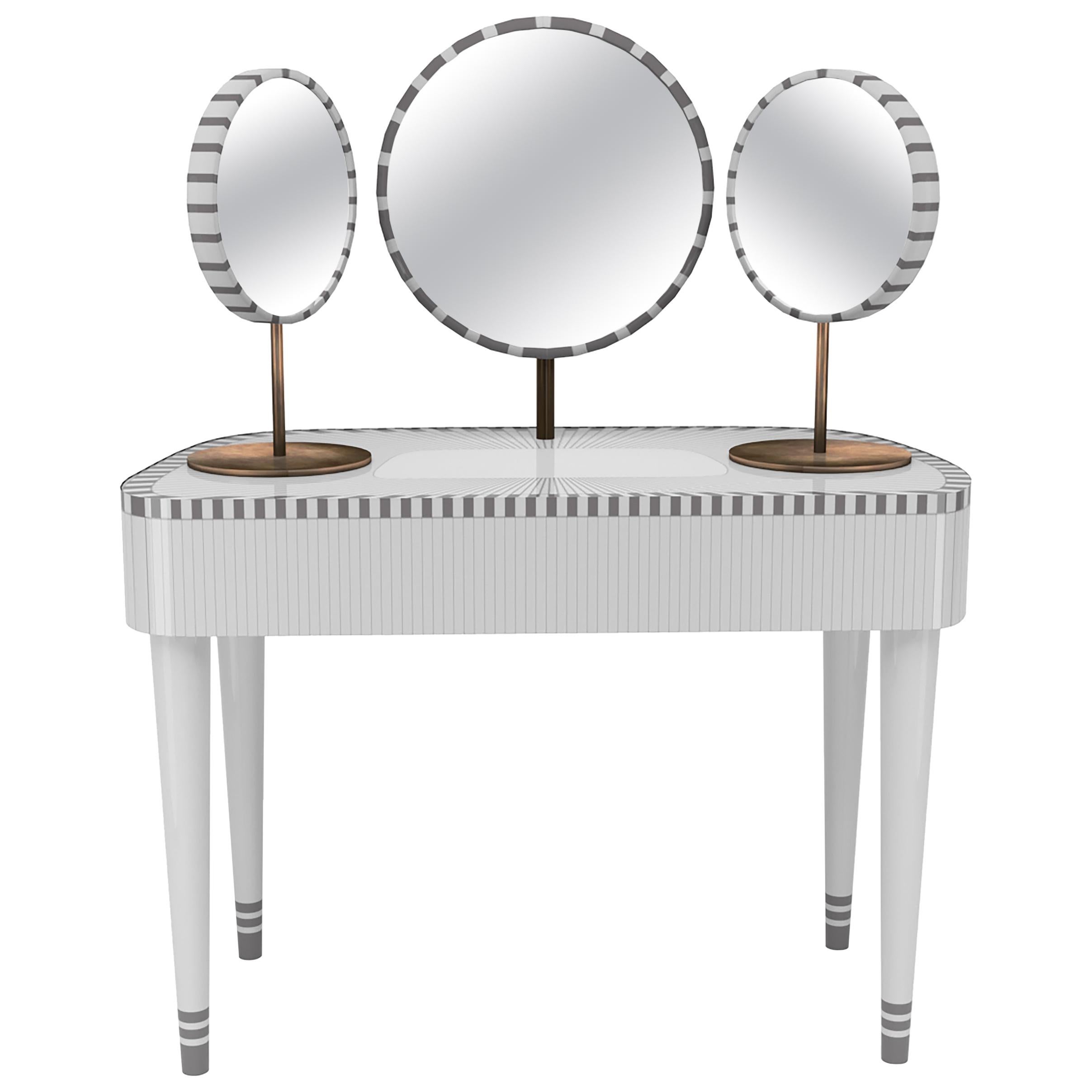 Woman in Paris White and Gray Vanity Table by Matteo Cibic