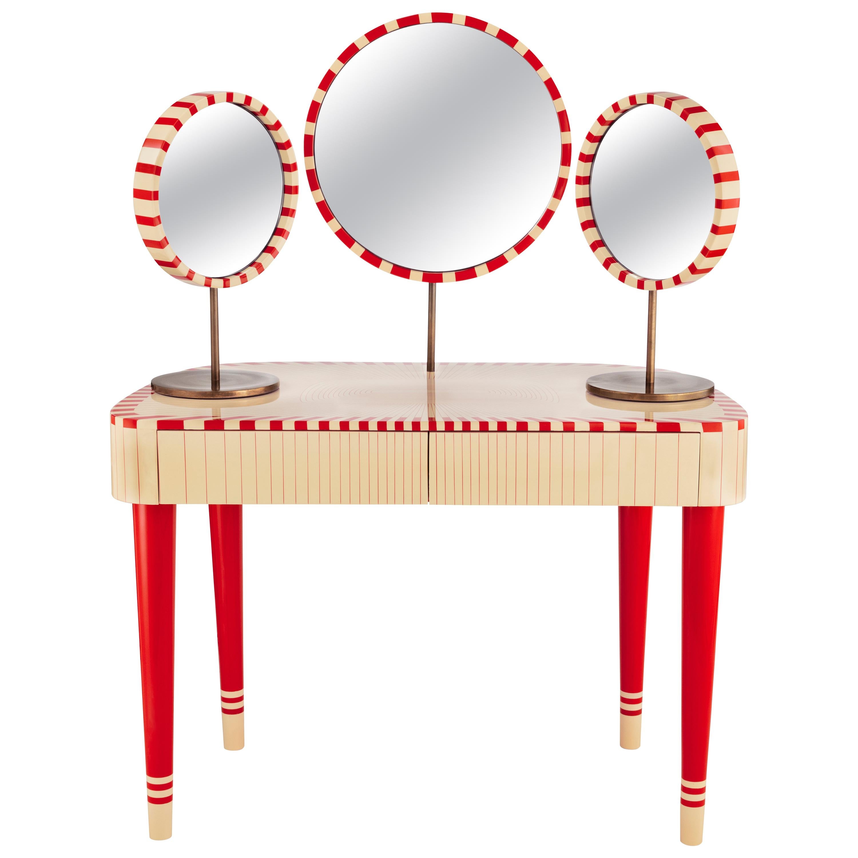 Woman in Paris Red and White Vanity Table by Matteo Cibic