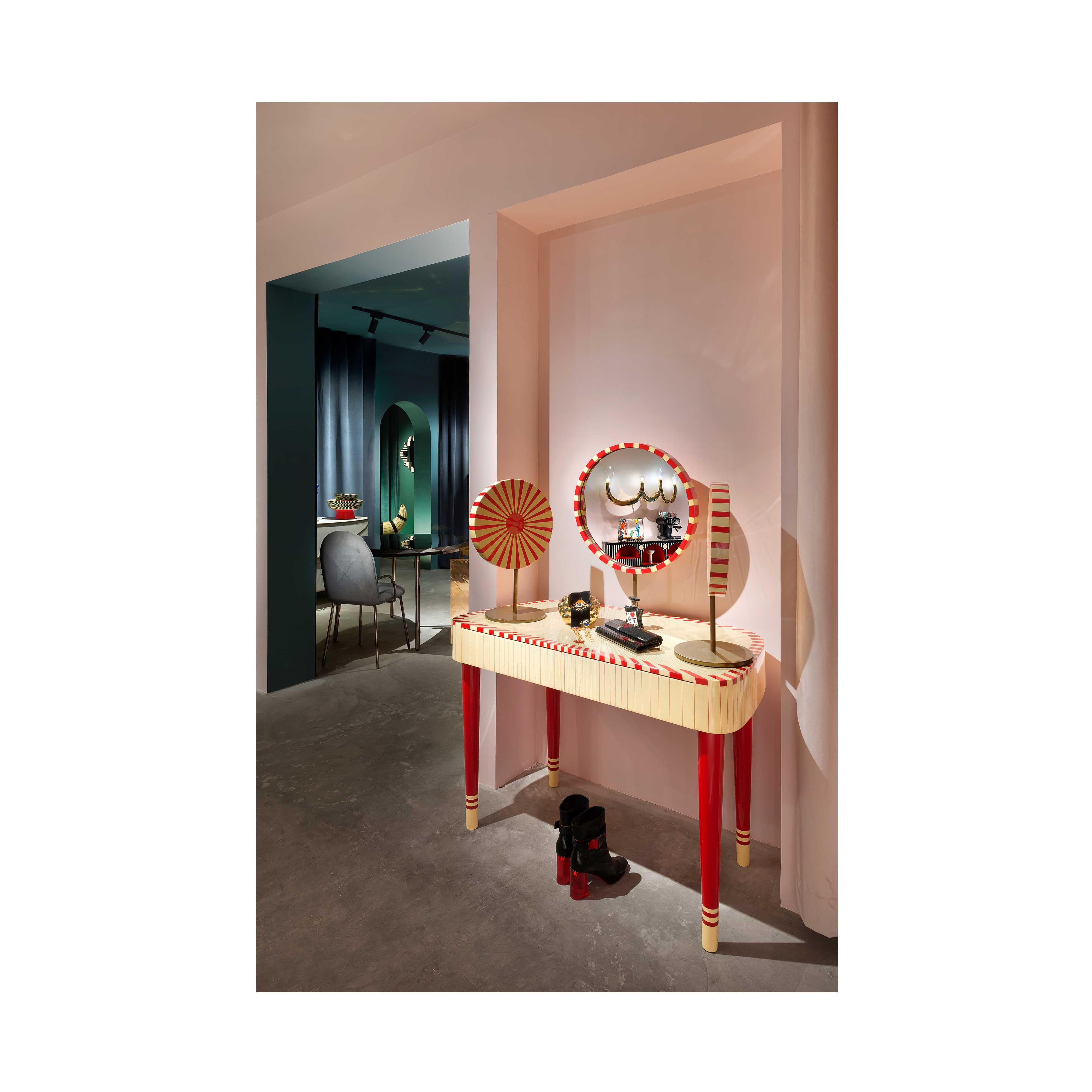 Indian Woman in Paris Red and White Vanity Table by Matteo Cibic For Sale