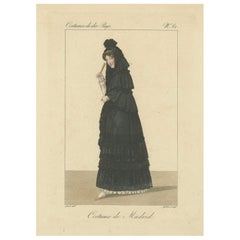 Antique Woman in Traditional Madrid Dress – Hand-Colored Engraving, c.1820