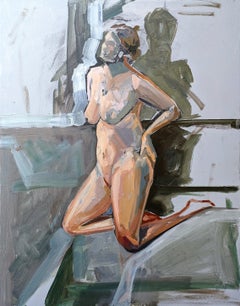 "Mujer arrodillada a la luz del sol" por Melissa Clements