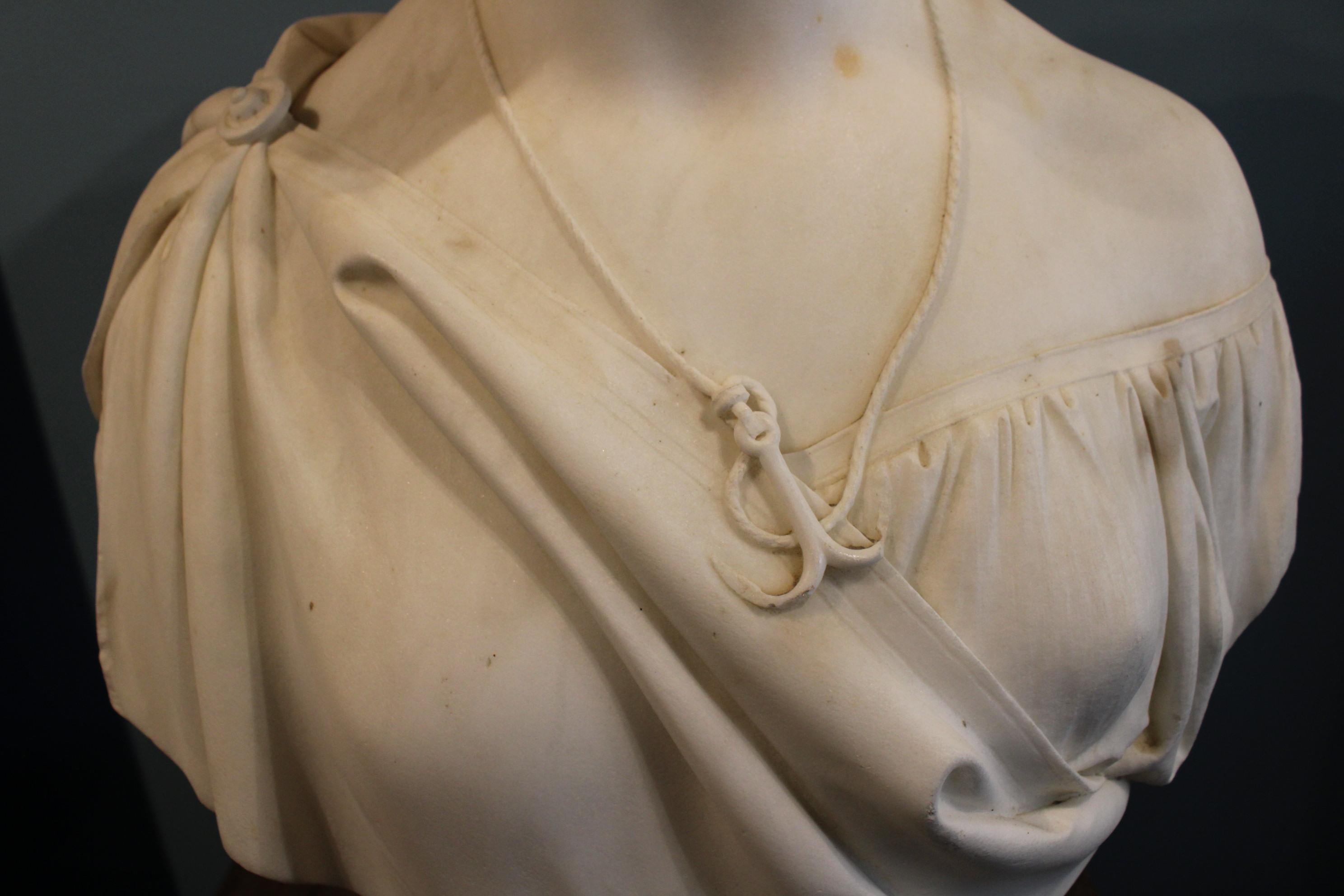 Woman Marble Bust by Giosue Argenti, 19th Century 3