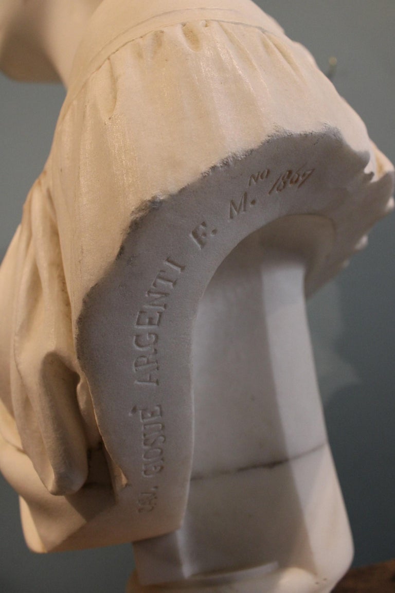 Woman Marble Bust by Giosue Argenti, 19th Century For Sale at 1stDibs