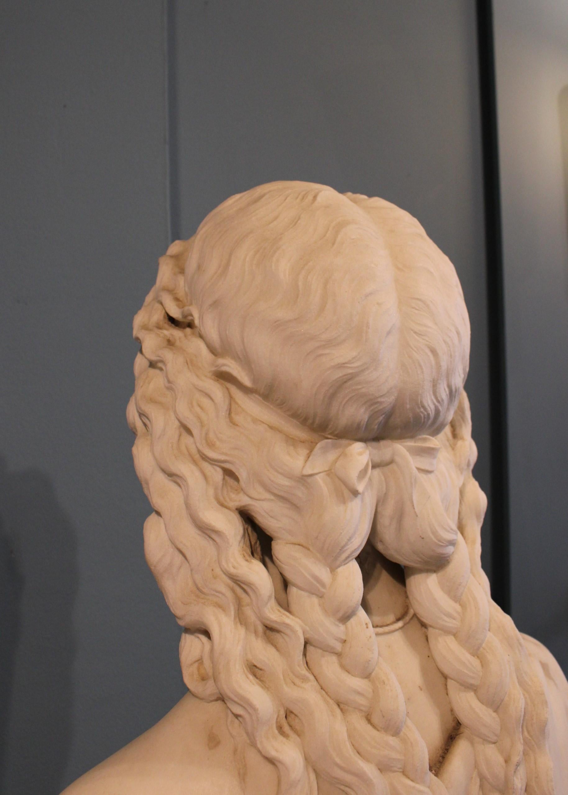Woman Marble Bust by Giosue Argenti, 19th Century In Fair Condition For Sale In Paris, FR