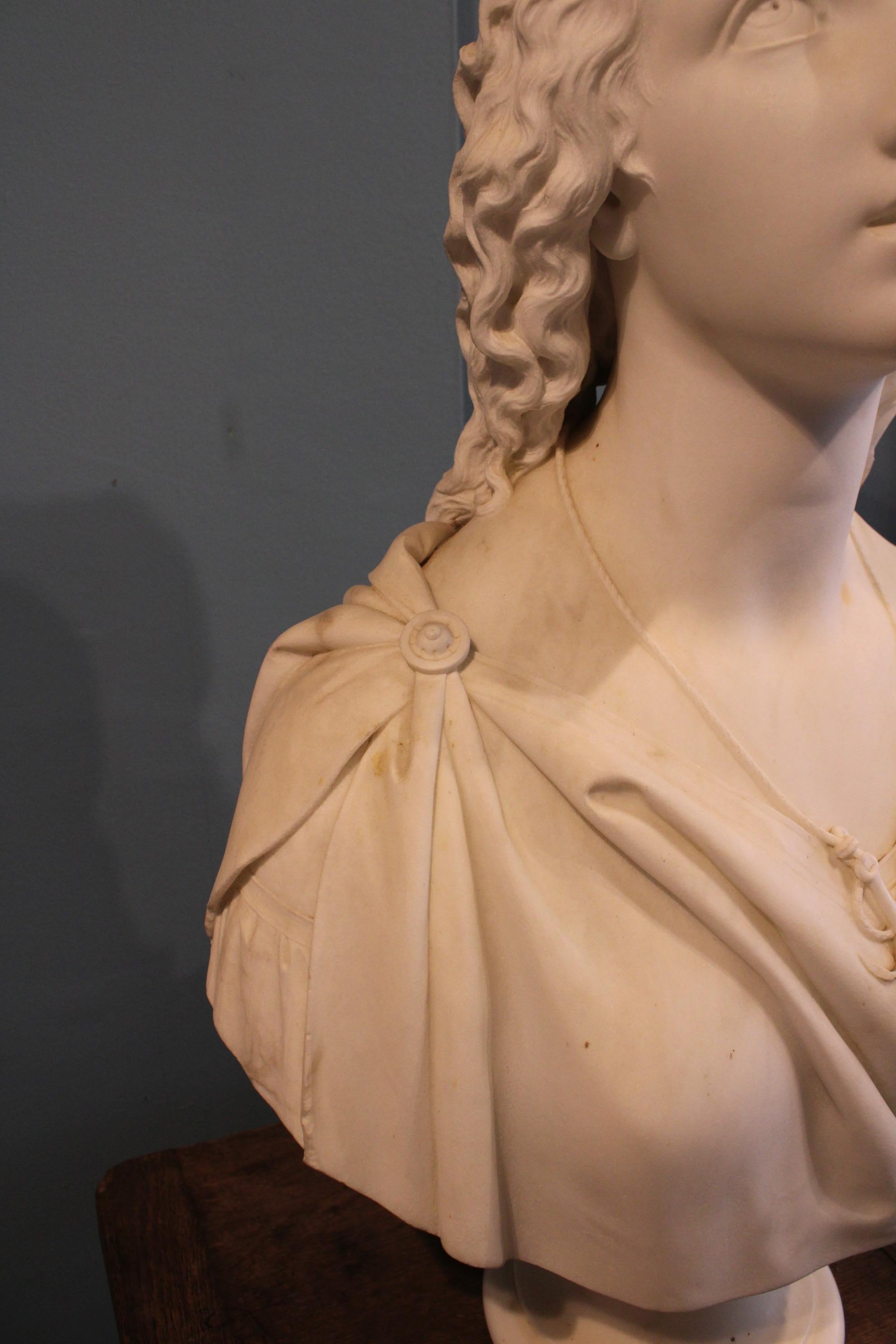 Woman Marble Bust by Giosue Argenti, 19th Century For Sale 2