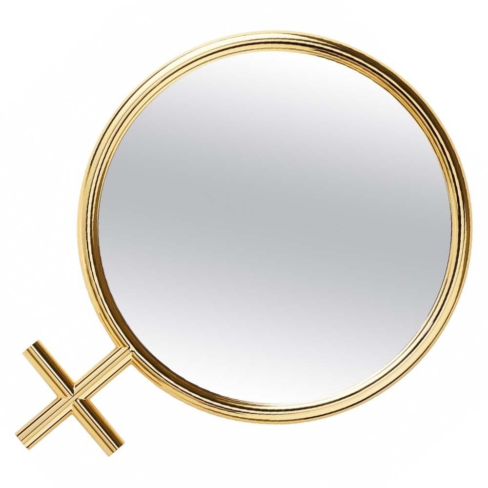 Hand-Crafted Woman Mirror in Gold Finish or Chrome Finish For Sale