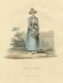 Woman of Hinlopen, Frisian Dress, Antique Ackermann Print, 1817