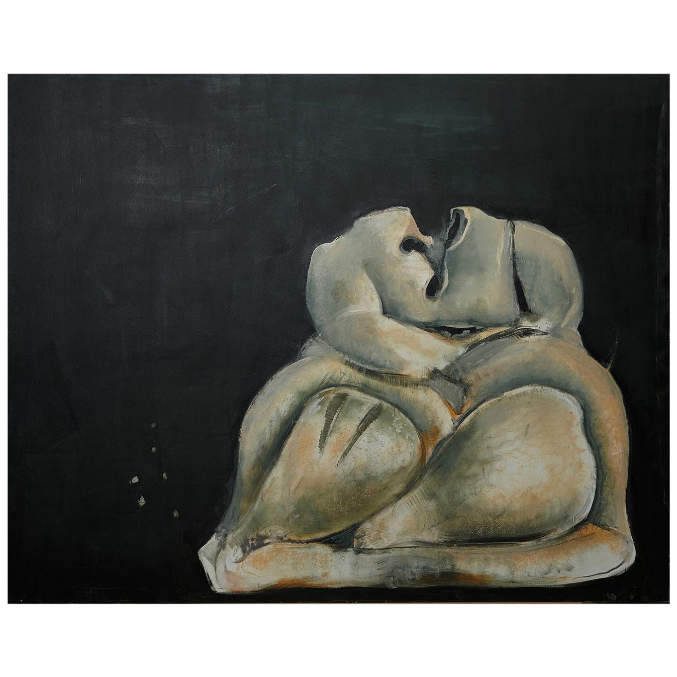 Grande peinture sur toile impressionnante « Femme de Malte » de Greddy Assa, 2013