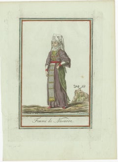 Woman of Navarre – Hand-Colored Engraving by Grasset de Saint-Sauveur, c.1797