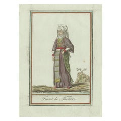 Woman of Navarre – Hand-Colored Engraving by Grasset de Saint-Sauveur, c.1797