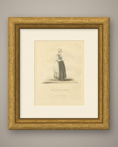 Woman of North Holland, Gold Head Ornament, Antique Ackermann Print, 1817