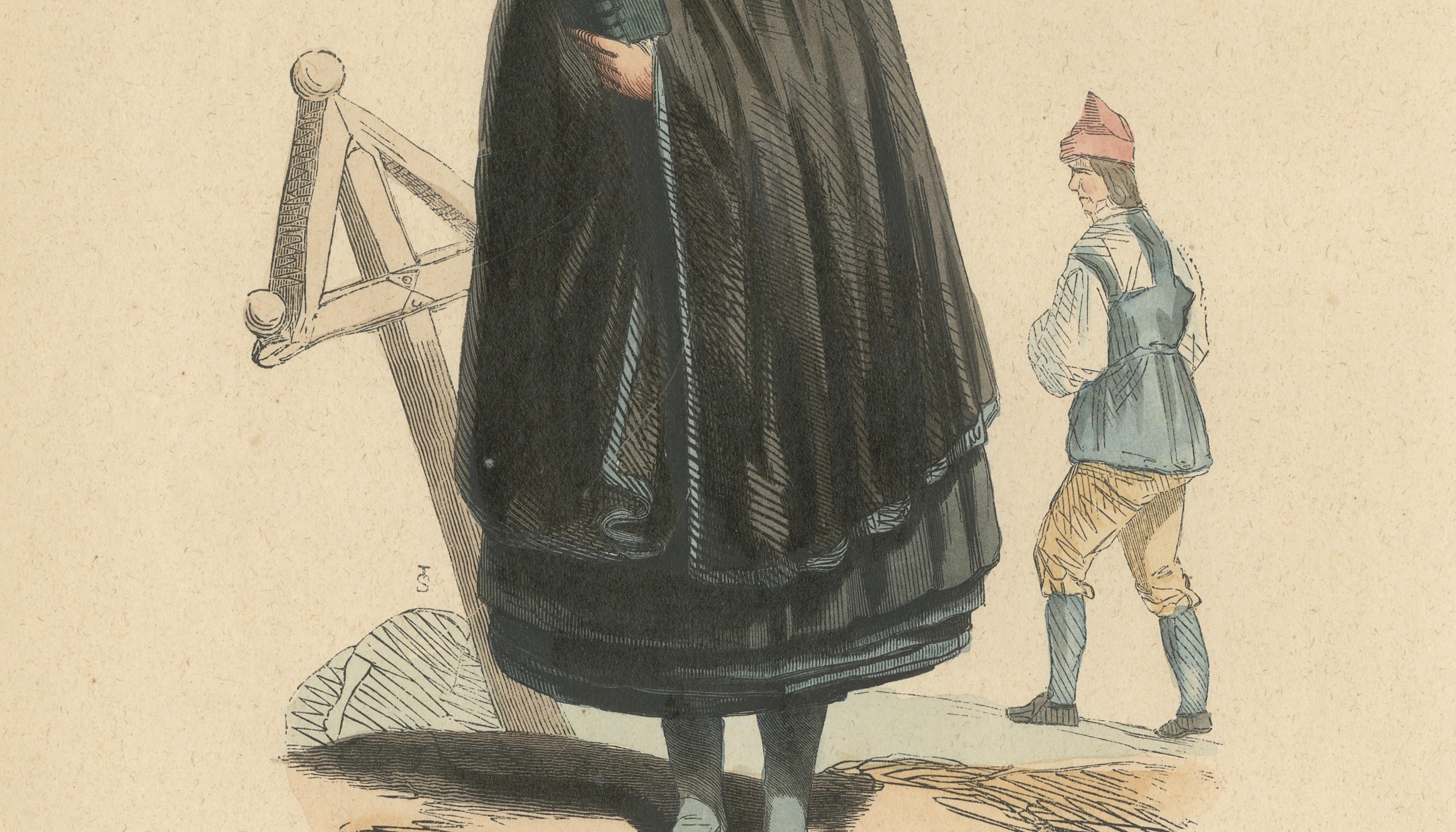 Woman of Torna-Härad and Man of Järfsö, Scandinavian Lithograph, 1845