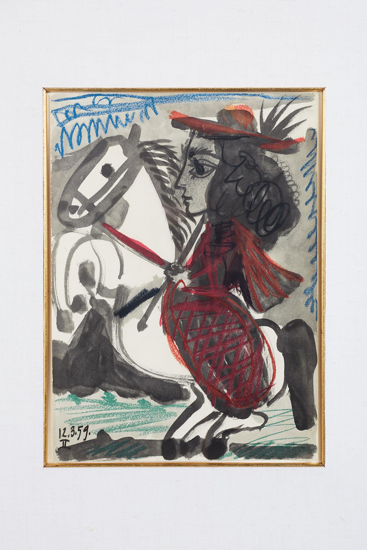 Européen Lithographie de femme sur cheval d'après Pablo Picasso