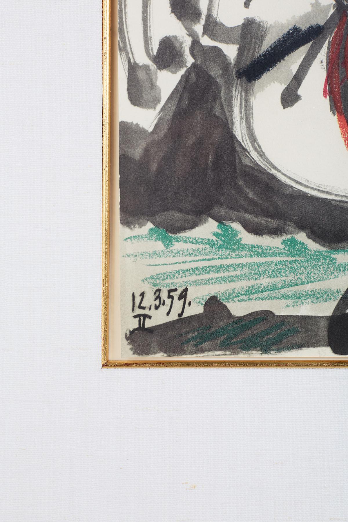 20ième siècle Lithographie de femme sur cheval d'après Pablo Picasso