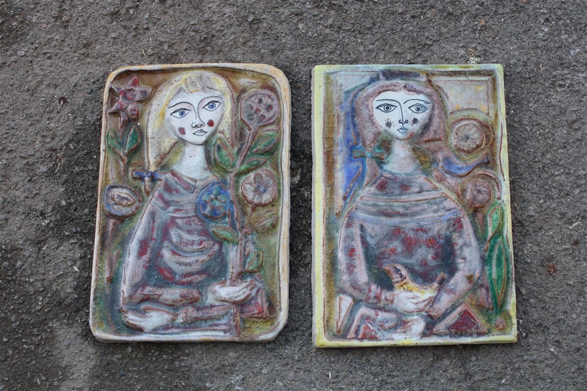 Woman on Majolica Tile Giovanni de Simone 1960s Italian Design For Sale 5