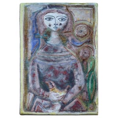 Woman on Majolica Tile Giovanni de Simone 1960s Italian Design