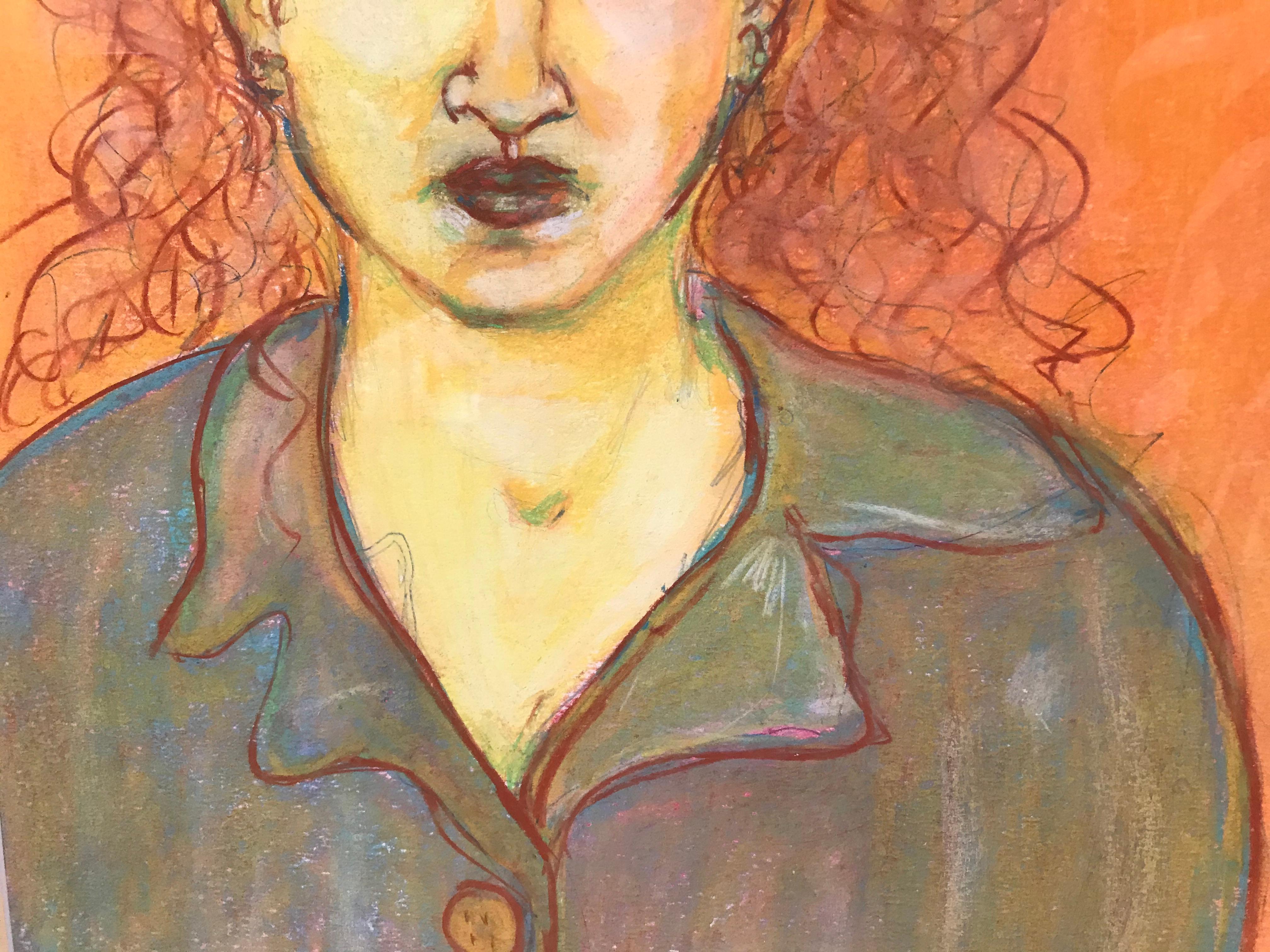 Woman Pastel Portrait by Gillian Lefkowitz In Excellent Condition For Sale In Pasadena, CA