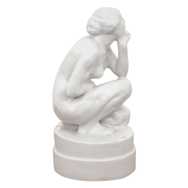 Woman Porcelain Figurine, Poland, 1980 For Sale