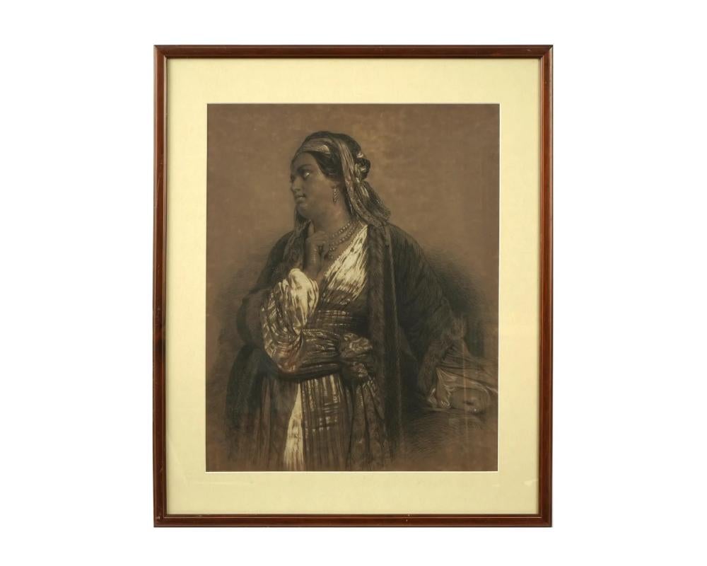 A charcoal on paper heightened with white, Portrait of Kira Vassiliki, after the original painting by H. Helley, a 19th century artist. Signed by the artist, R. Thomson, lower left. Vassiliki Kontaksi, also known as Kyra Vassiliki, 1789 to 1834, was
