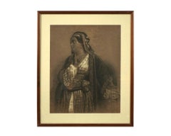 Woman Portrait Charcoal Painting Signed By Artist