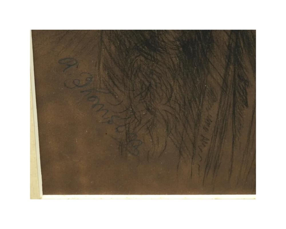 Woman Portrait Charcoal Painting Signed By Artist In Good Condition In New York, NY