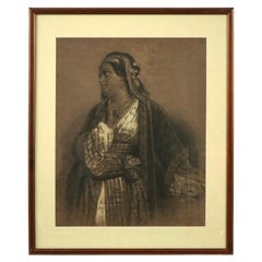 Woman Portrait Charcoal Painting Signed By Artist