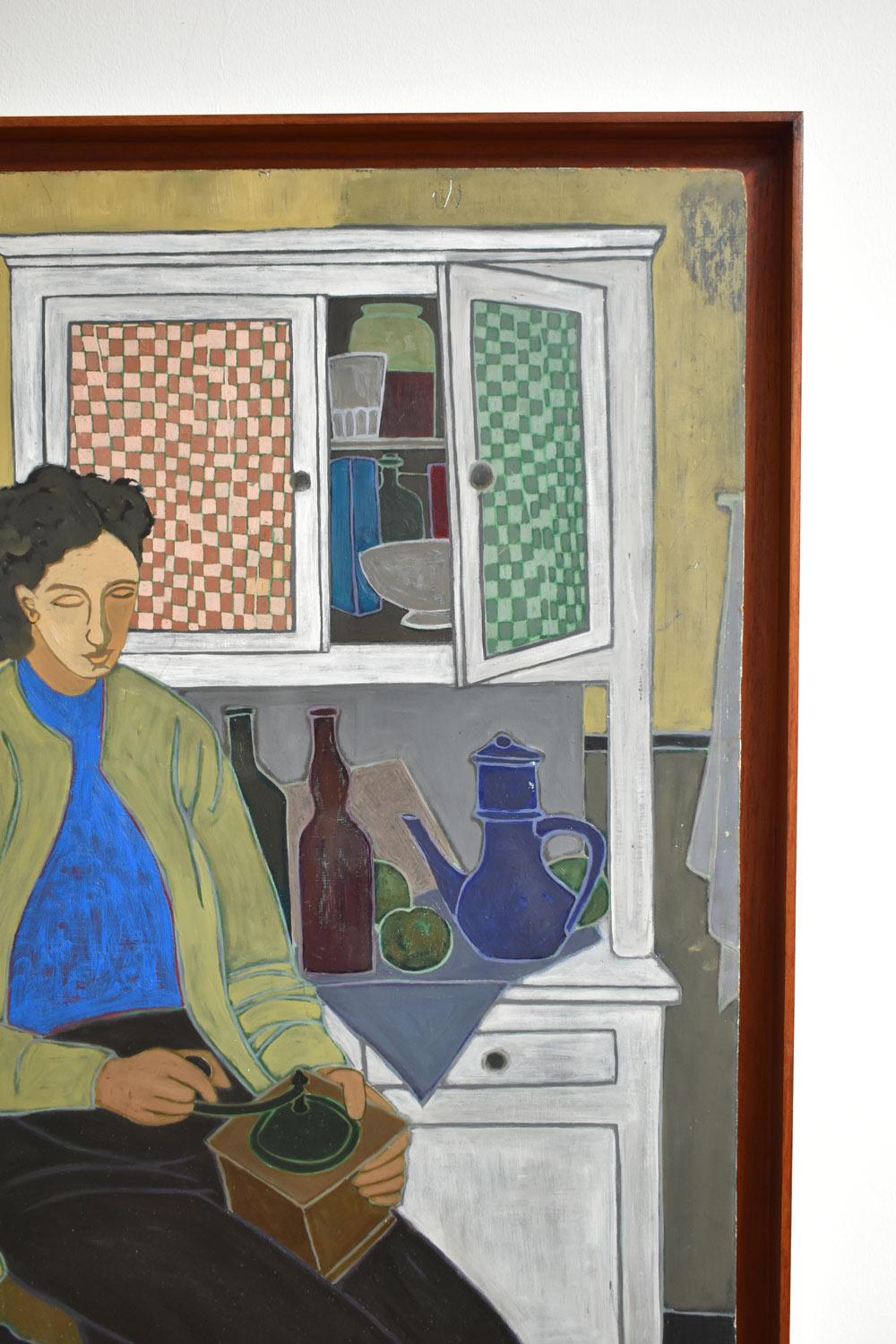 Retrato de mujer moliendo pimienta, años 50 Francés en venta