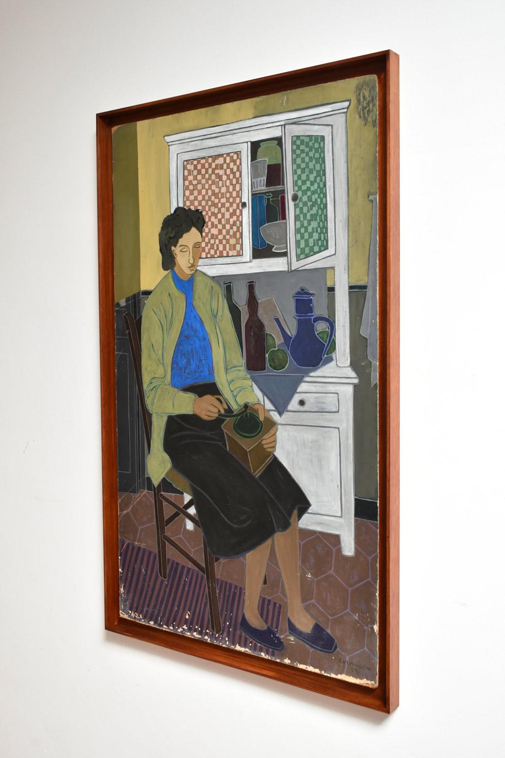 Retrato de mujer moliendo pimienta, años 50 en Excelente estado para la venta en Lisboa, PT