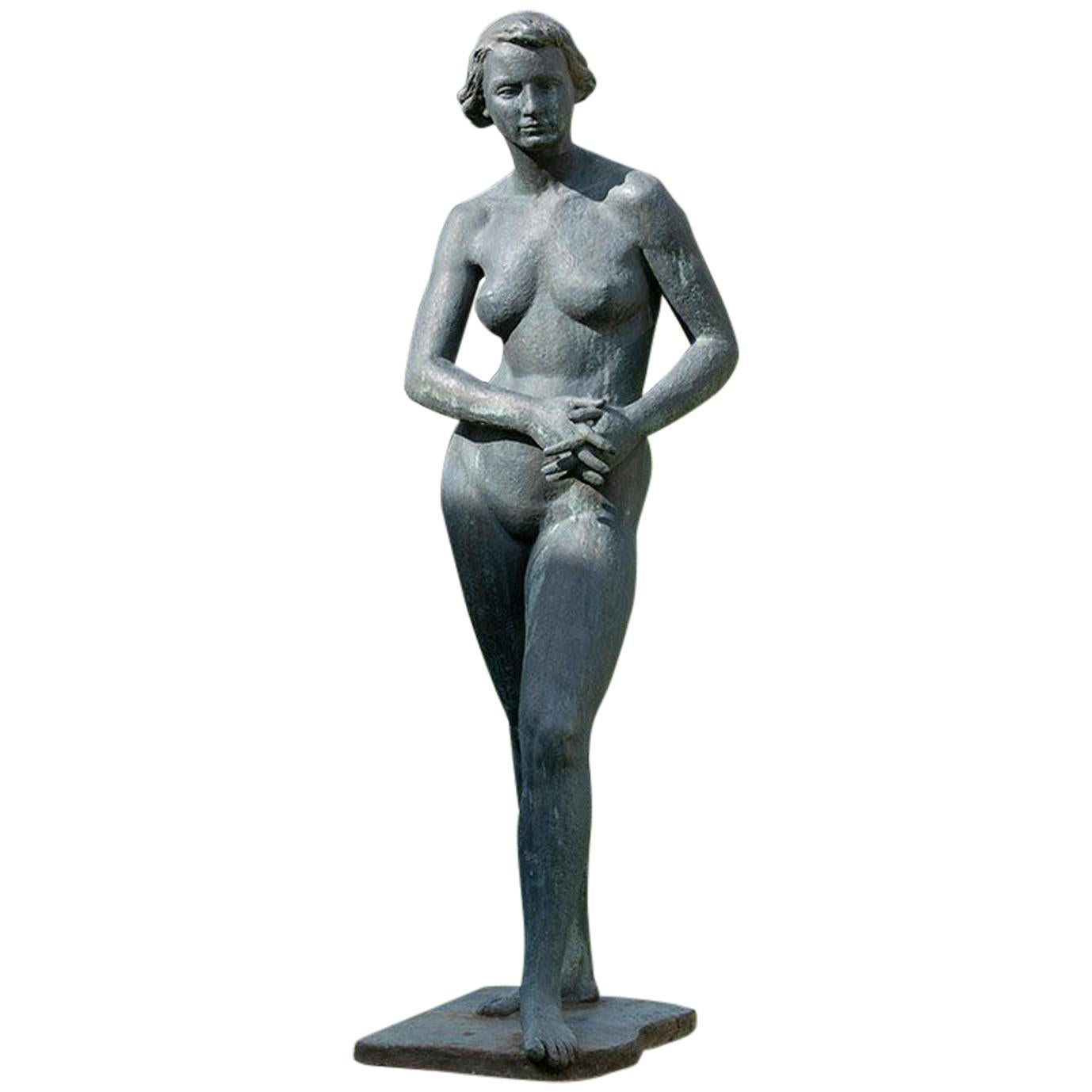 Woman Sculpture in Bronze, 1952 from Hanns Jörin, Switzerland For Sale