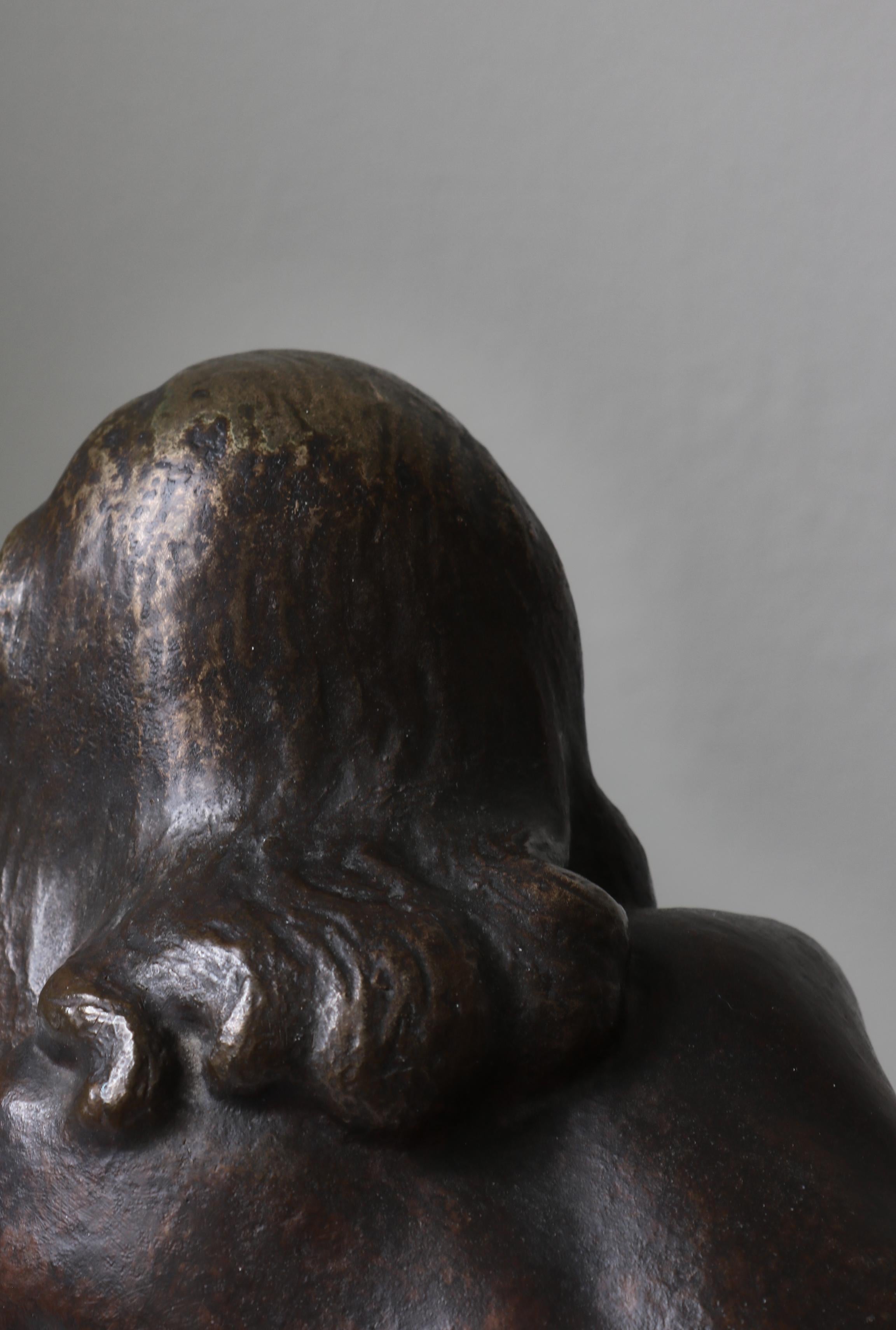 Mid-20th Century Large Woman Sculpture Patinated Bronze by Johannes Hansen, Denmark, 1940s For Sale