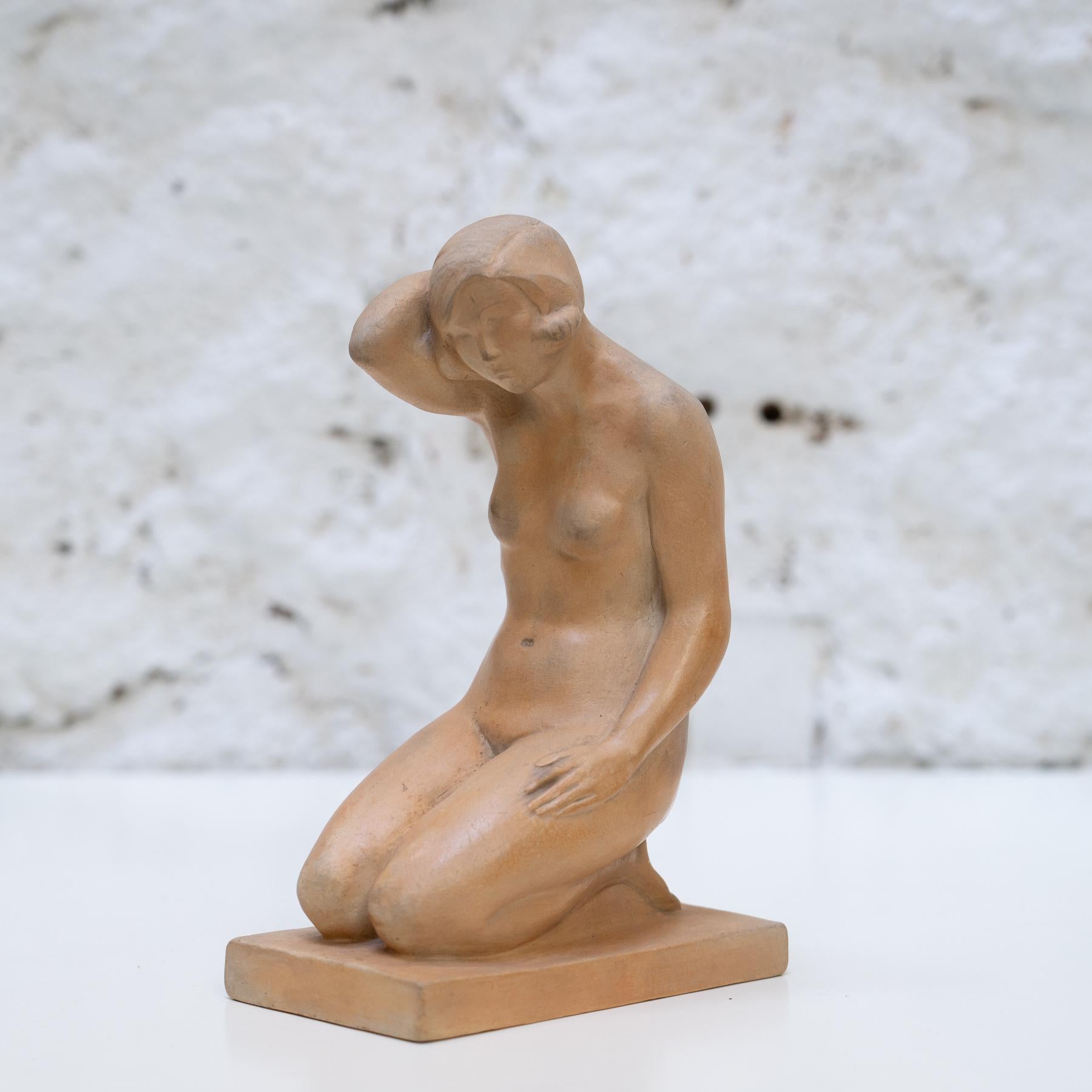 French Woman Sculpture Signed 
