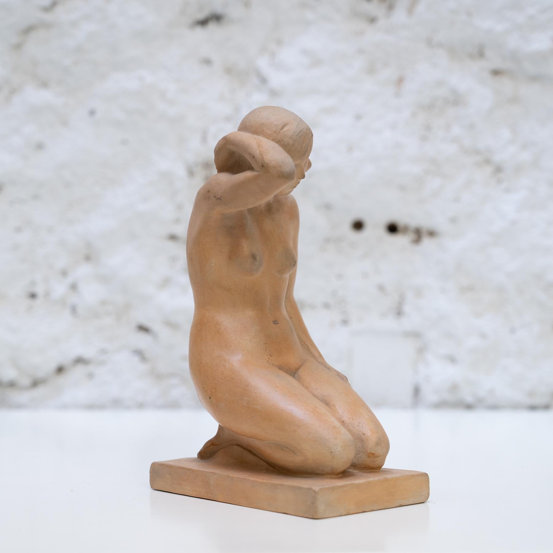 Mid-20th Century Woman Sculpture Signed 