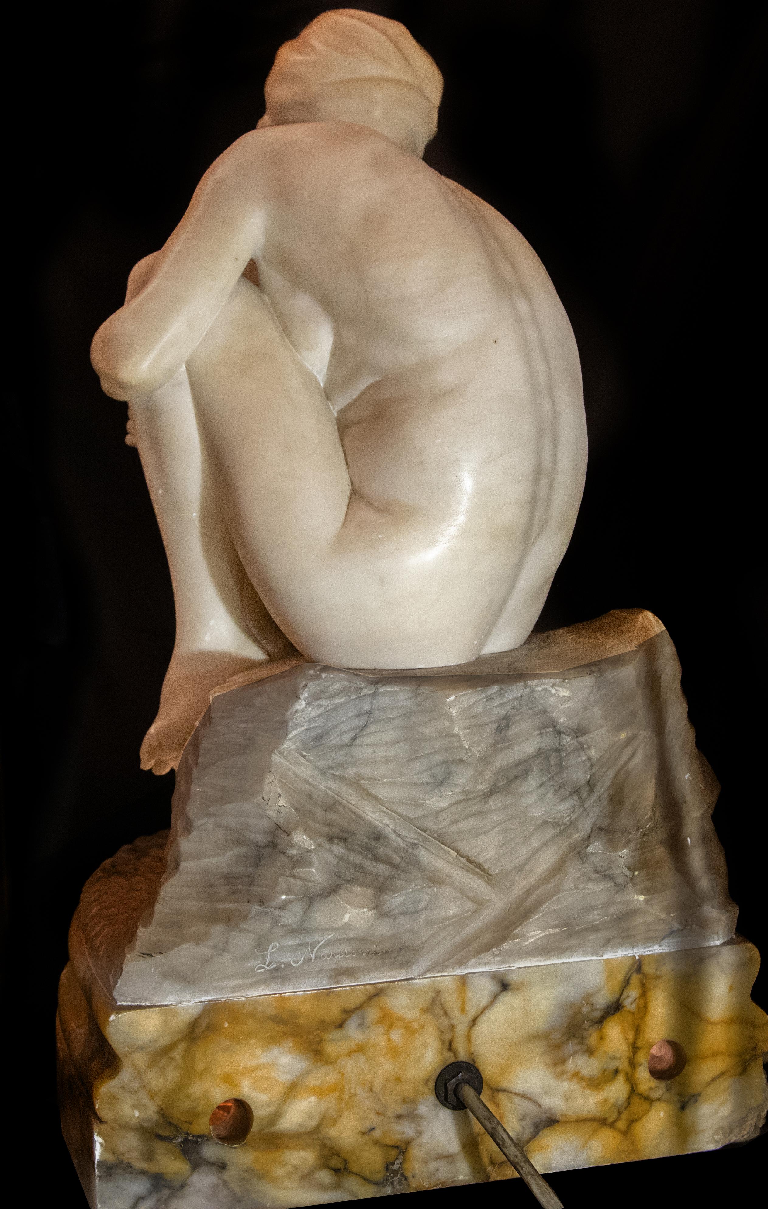 20th Century Woman Sitting on Fountain by L. Nardoni 1910, Italy For Sale