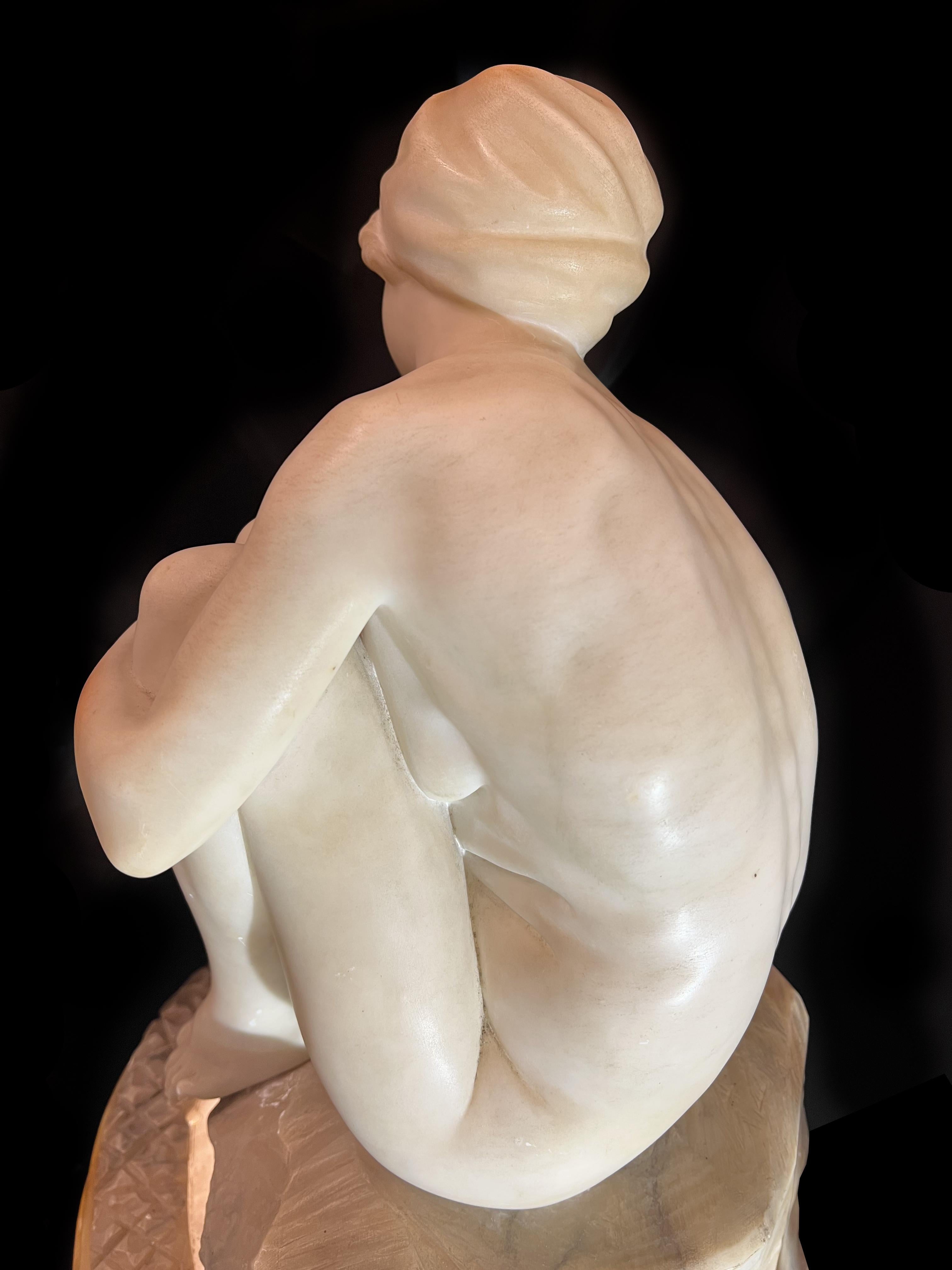 Marble Woman Sitting on Fountain by L. Nardoni 1910, Italy For Sale