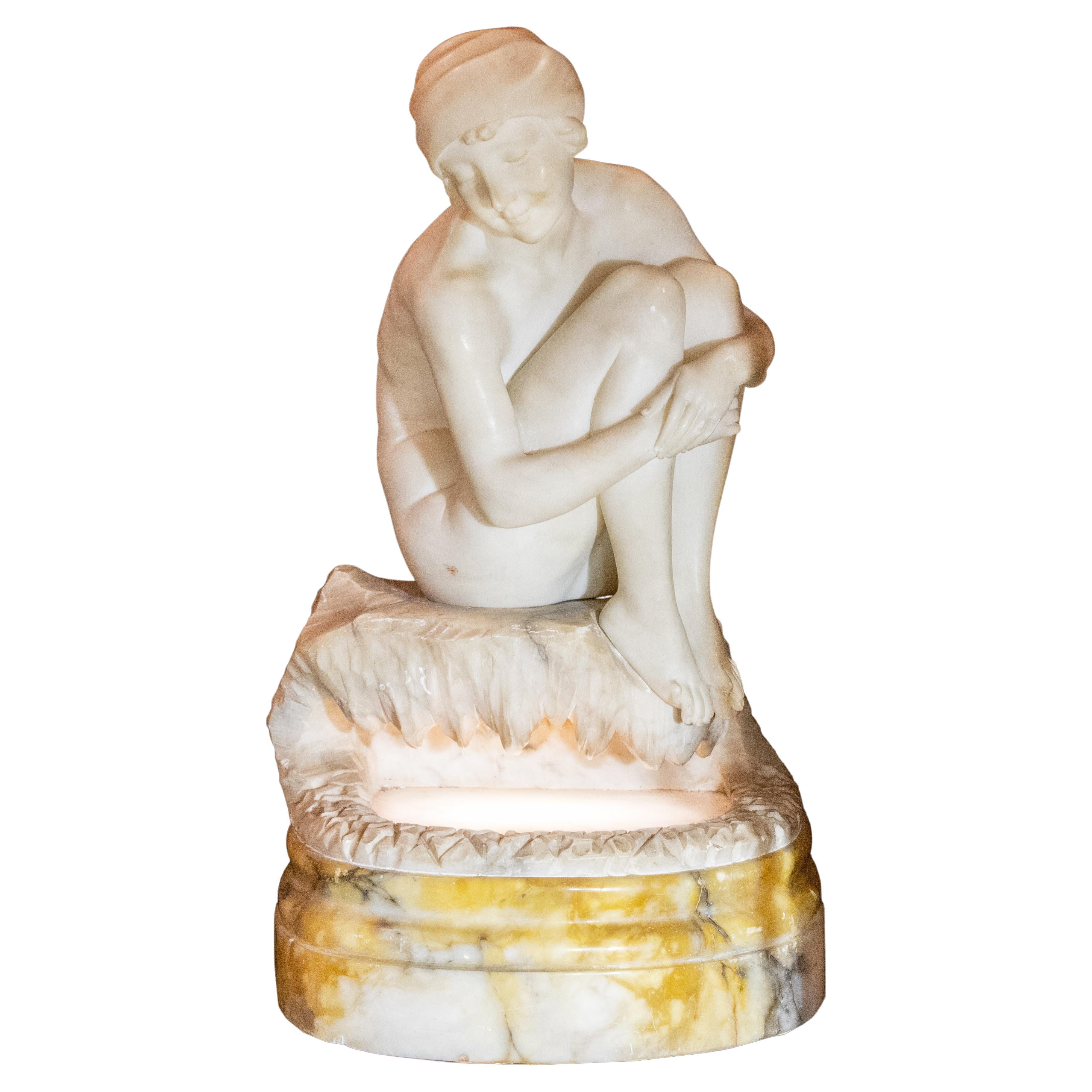 Woman Sitting on Fountain by L. Nardoni 1910, Italy For Sale