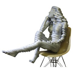 Woman Sitting Wood Sculpture