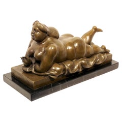 Woman Smoking a Cigarette Sculpture in Bronze, Contemporary Style