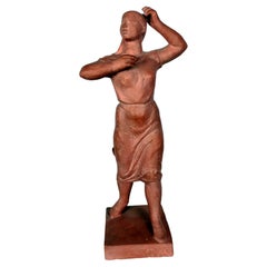 Woman Terracotta Sculpture by Sculptist Olcsai-Kiss, 1960s