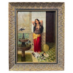 Woman with Birds by Vincent Stiepevich Orientalist Oil Painting