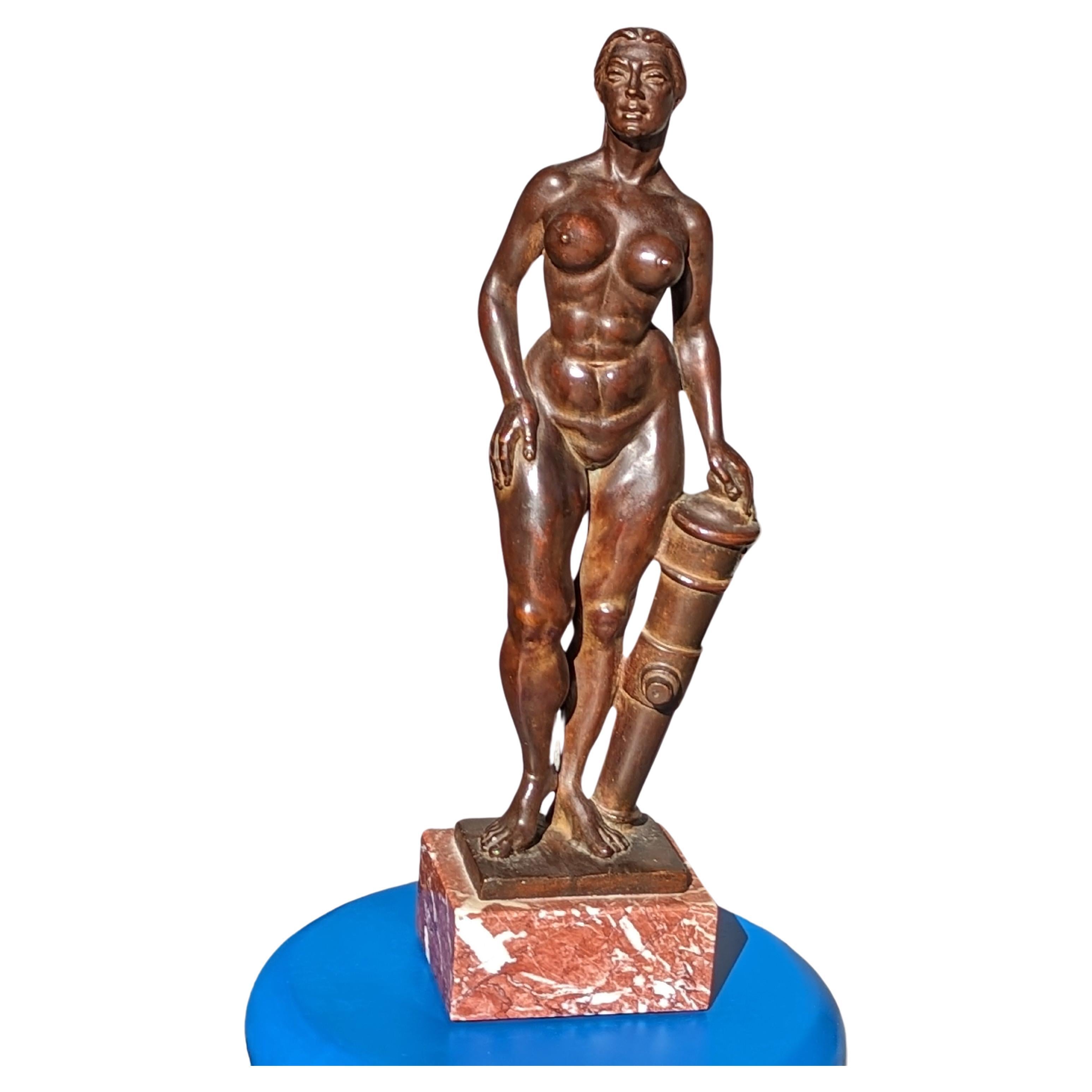 Woman with Cannon in Bronze By Spero Anargyros For Sale