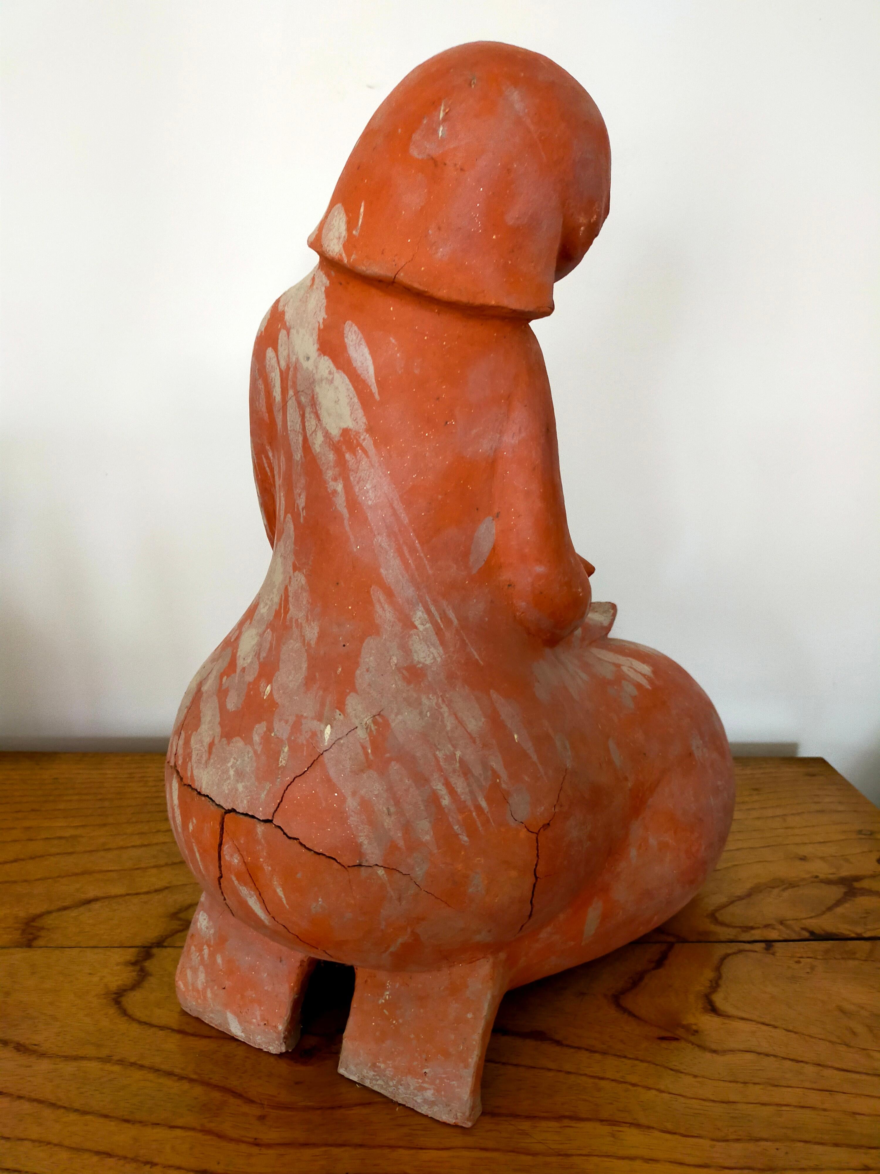 French Woman with Child in Terracotta For Sale