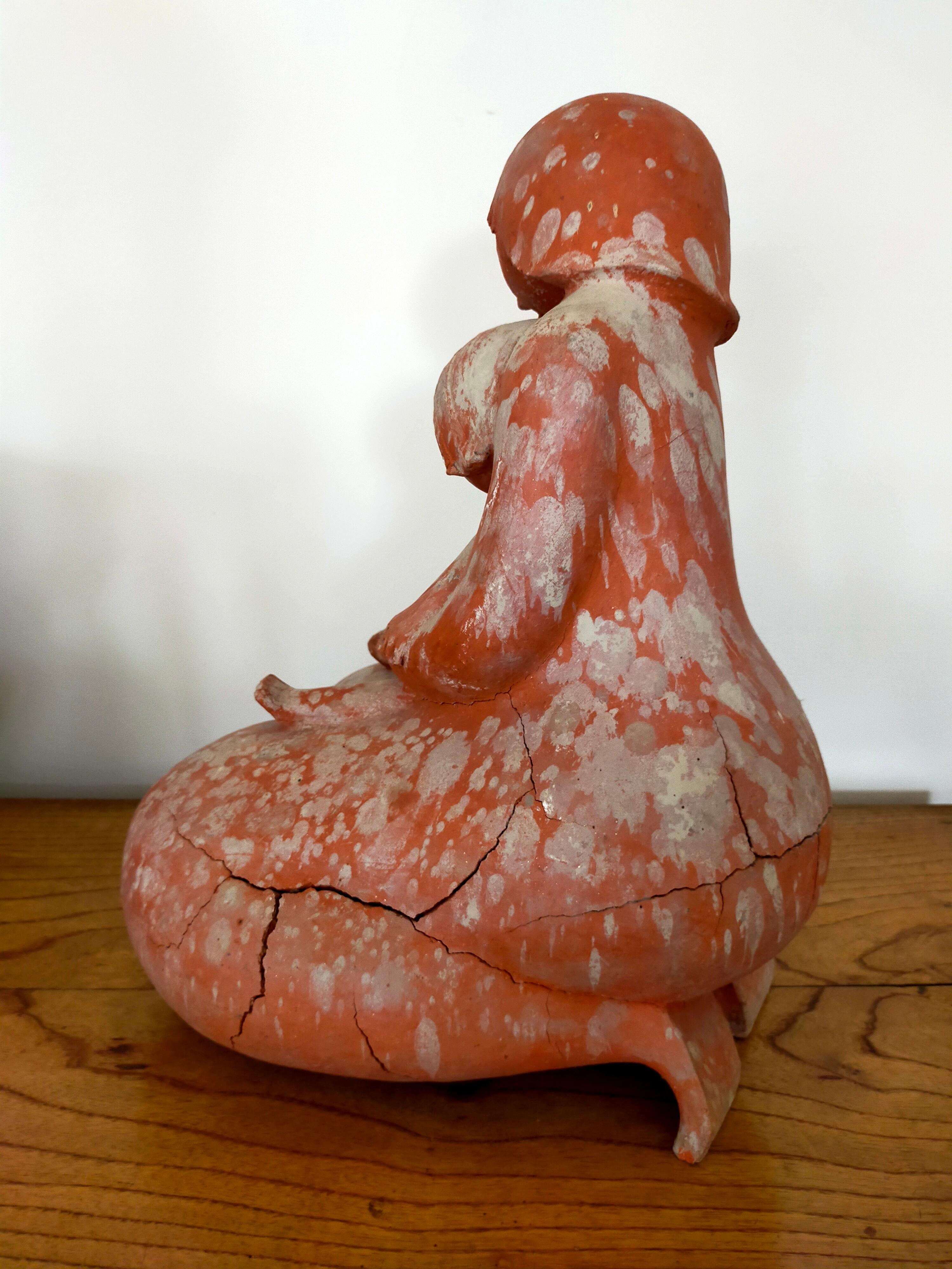 Woman with Child in Terracotta In Good Condition For Sale In NEUVILLE-DE-POITOU, FR