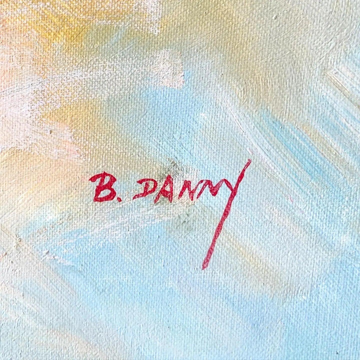 Frau mit Blumen, gerahmtes und signiertes Ölgemälde von B. Danny (amerikanisch) im Angebot