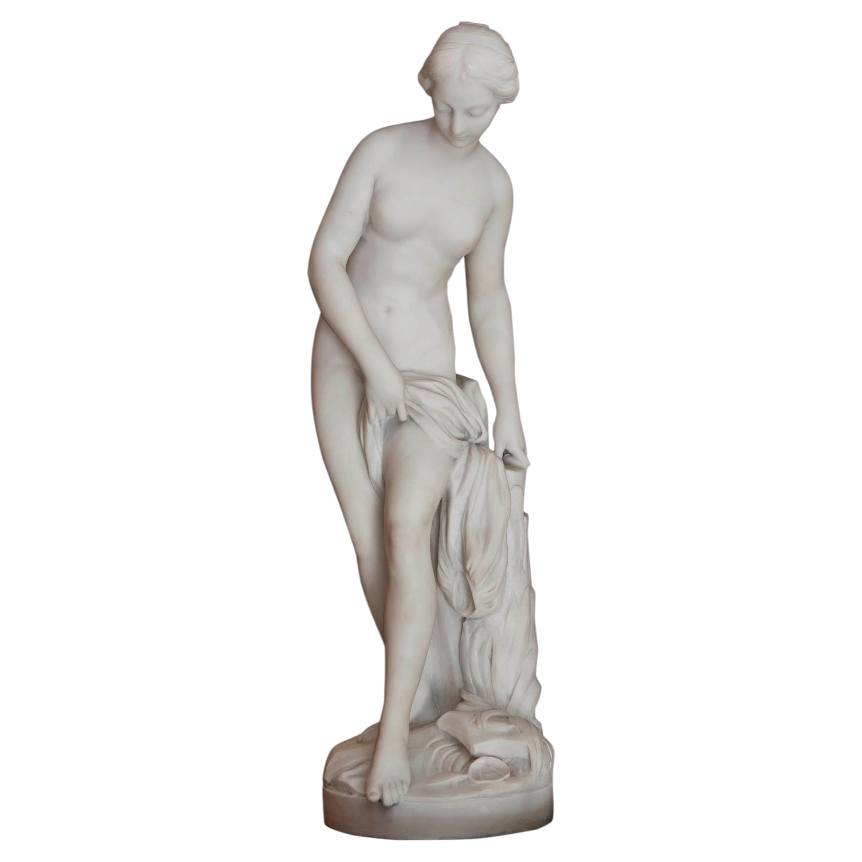 Woman with mirror Sculpture in Marble Sign: Prof. Jory