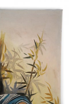 Woman with Paper Fan Portrait Painting on Canvas